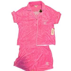 NWT Juicy Couture Pink Embroidered terry cloth pj set sz xlarge
